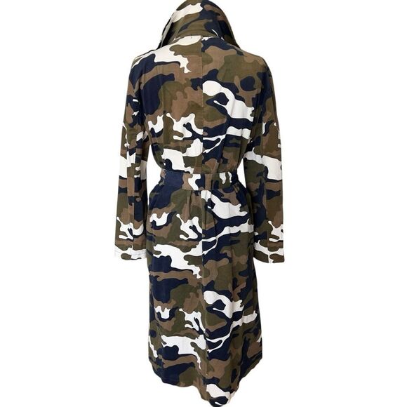 Camouflage Belted Trench Coat with Classic Lapels Size L/XL - Picture 4 of 10